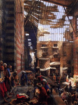 regents of the st elizabeth hospital of haarlem Painting - A View Of The Street And Morque Of Ghorreyah Cairo Oriental John Frederick Lewis